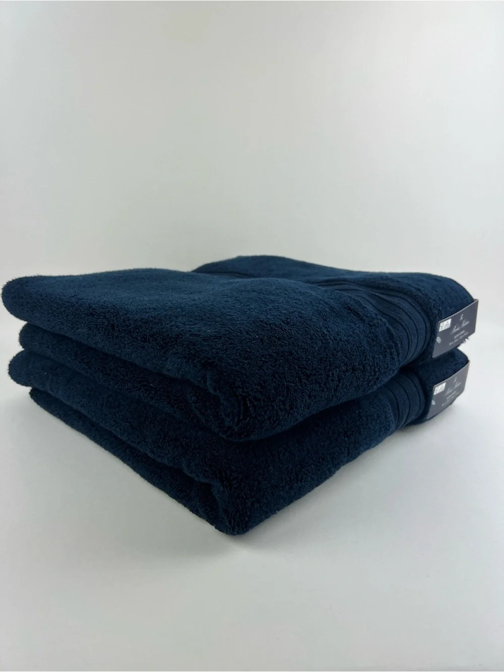 Brooks Brothers Bath Towel Set Dark Navy Blue Soft Plush 100% Cotton 2 Pc NEW